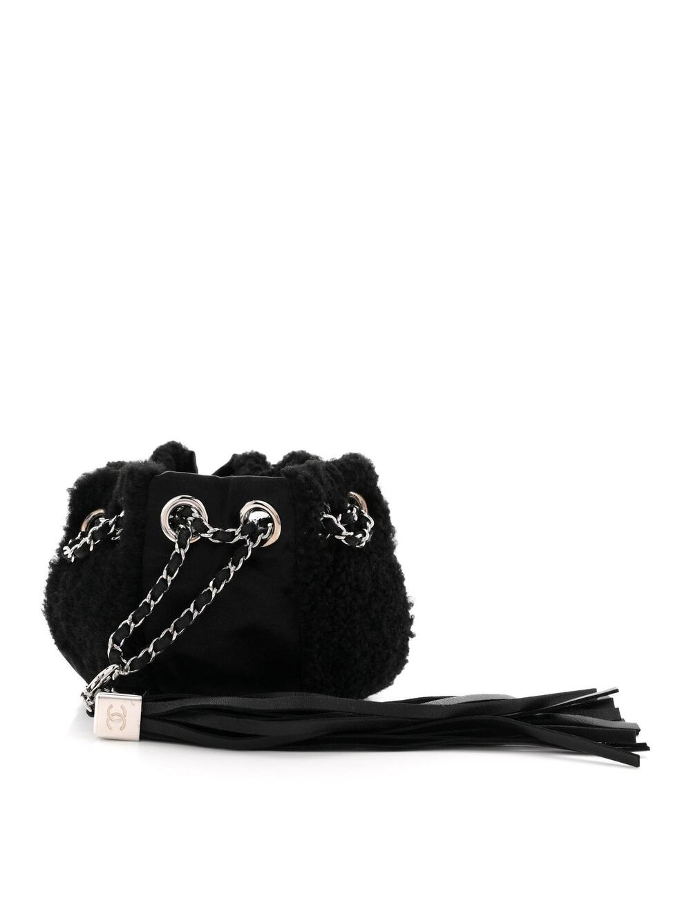 Chanel Fur Satin Drawstring Tassel Sac #257798C89B